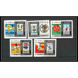 229 - Yemen kingdom MNH ** Mi N°627/631 B jeux olympiques olympic games mexico 68 efimex 68 jumping Football Soccer