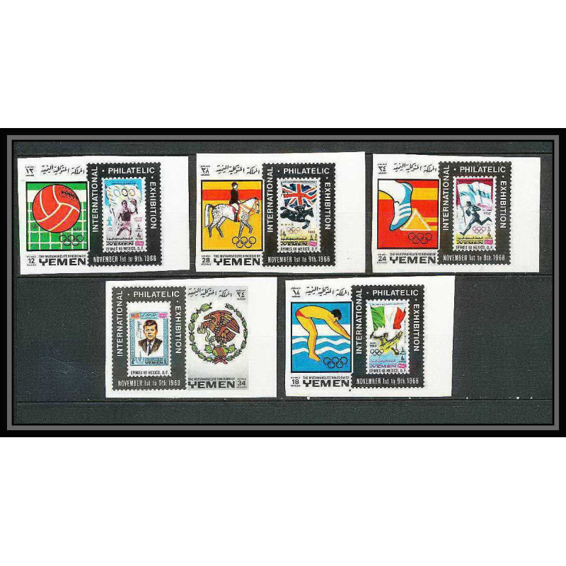 229a - Yemen kingdom MNH ** Mi N°627/631 B jeux olympiques olympic games mexico 68 efimex 68 jumping Football Soccer