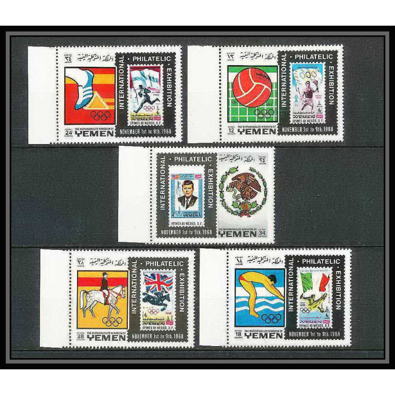 229c - Yemen kingdom MNH ** Mi N°627/631 A jeux olympiques olympic games mexico 68 efimex 68 jumping Football Soccer