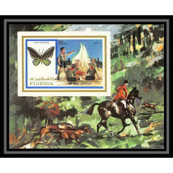 233 - Fujeira MNH ** Mi N°999/1004 B + BLOC 105 B non dentelé imperf Scout scouting - jamboree papillon (butterflies)
