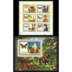 234a Fujeira MNH ** Mi N°999/1004 A + BLOC 105 A Scout scouting - jamboree papillon (butterflies)