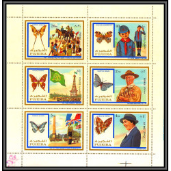 234a Fujeira MNH ** Mi N°999/1004 A + BLOC 105 A Scout scouting - jamboree papillon (butterflies)