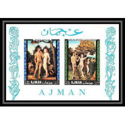 236a - Ajman MNH ** Mi bloc N°41 A/B Non dentelé imperf DURER ADAM ET EVE Tableau (Painting)