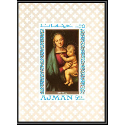 237 - Ajman MNH ** Mi bloc N°66 Tableau (Painting) madonne madonna raphael