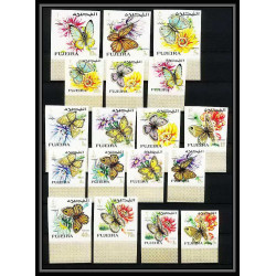 239a - Fujeira MNH ** Mi N°159/176 B papillons (butterflies papillon) Non dentelé imperf