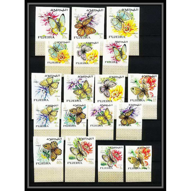239a - Fujeira MNH ** Mi N°159/176 B papillons (butterflies papillon) Non dentelé imperf