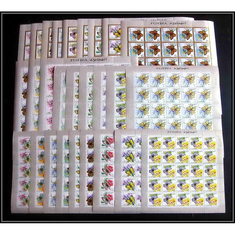240b - Fujeira MNH ** Mi N°159/185 A papillons (butterflies papillon) feuilles sheets rarissime cote 500 euros