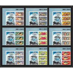 246a - Umm al Qiwain MNH ** Mi N°180/188 B poissons (Fish poisson fishes) Non dentelé imperf bloc label