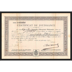 51190 certificat de jouissance girard caisse de l'economie nationale paris 1891 Document