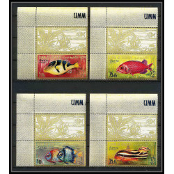 247a - Umm al Qiwain MNH ** Mi N°189/197 A poissons (Fish poisson fishes) Non dentelé imperf + SERIE VIGNETTE