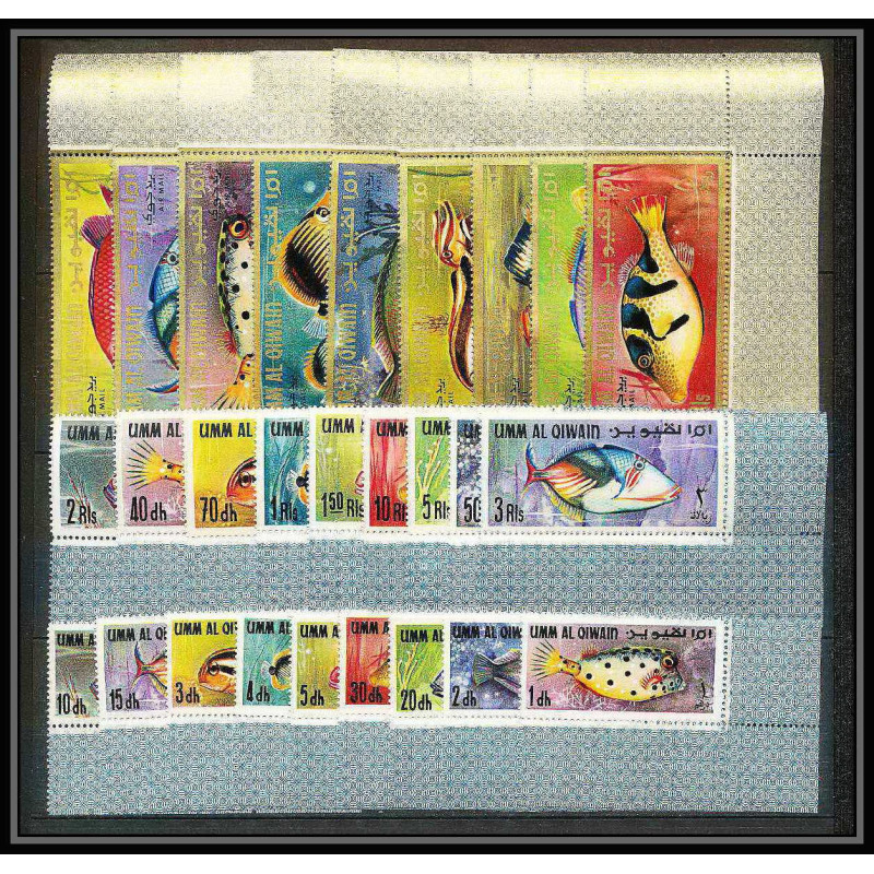 248 - Umm al Qiwain MNH ** Mi N°171/197 A coin de feuille poissons (Fish poisson fishes) 