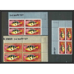 248a - Umm al Qiwain MNH ** Mi N°171 /197 A bloc 4 coin de feuille poissons (Fish poisson fishes) 
