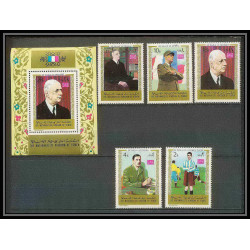 253a - Yemen kingdom MNH ** Mi N°1159/1163 A + bloc N°222 A De gaulle