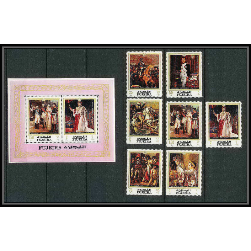 253b - Fujeira MNH ** Mi N°417/423 A + Bloc 16 A Napoléon 