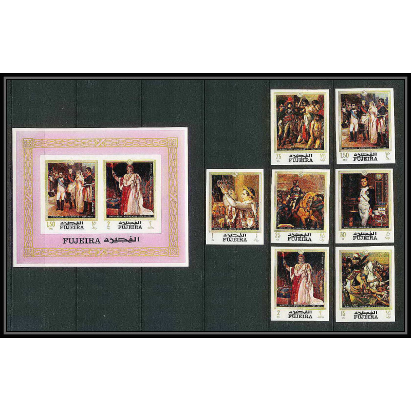254c - Fujeira MNH ** Mi N°417/423 B + bloc 16 B Non dentelé imperf BLOC Napoléon 