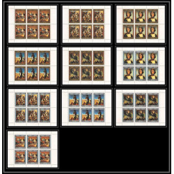 255o - sharjah MNH ** Mi N°622/631 A Napoléon Tableau tableaux paintings feuilles sheets LE DERNIER