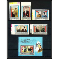 256e - Fujeira MNH ** Mi N°628/632 B + bloc 44 B De gaulle adenauer churchill kennedy Non dentelé imperf