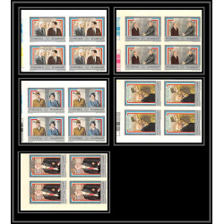 256f - Fujeira MNH ** Mi N°628/632 B De gaulle adenauer churchill kennedy Non dentelé imperf bloc 4