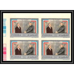 256f - Fujeira MNH ** Mi N°628/632 B De gaulle adenauer churchill kennedy Non dentelé imperf bloc 4
