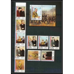 261b - sharjah MNH ** Mi N°814/818 + bloc 84 A + timbre De gaulle nixon kennedy adenauer queen elisabeth eisenhower