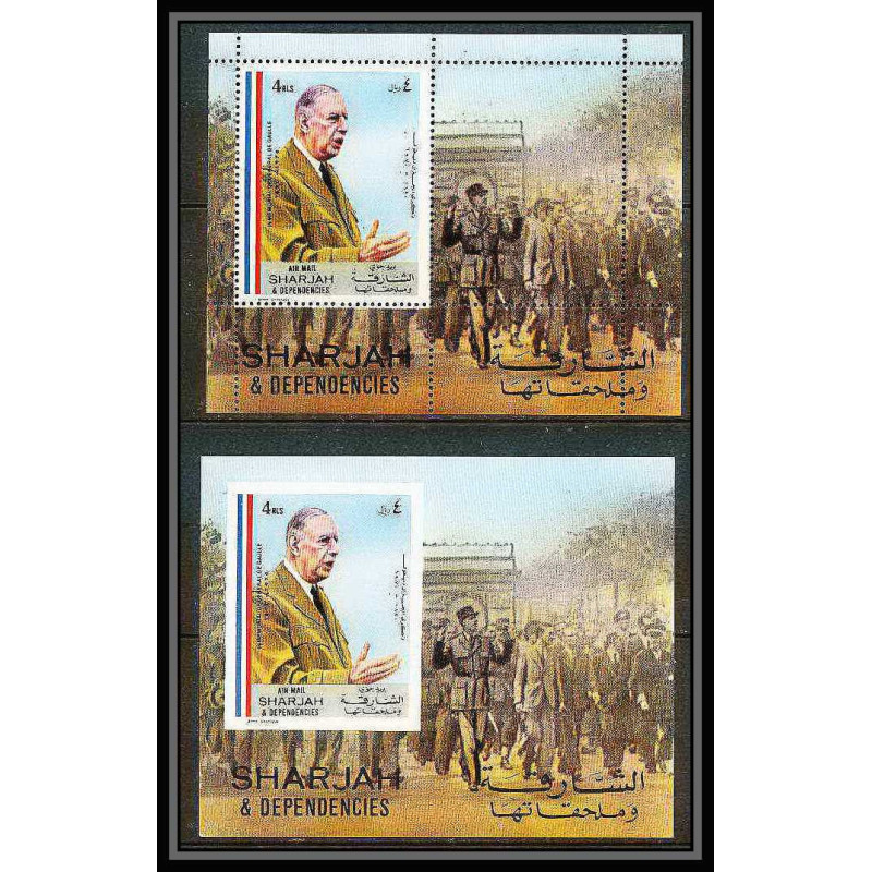 262b - sharjah MNH ** Mi N°84 A/B De gaulle Non dentelé imperf arc de triomphe