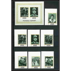 263a - Fujeira MNH ** Mi N°424/430 B bloc 19 B De gaulle roosevelt leclerc Non dentelé imperf coin de feuille