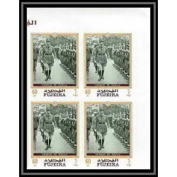 263b - Fujeira MNH ** Mi N°424/430 B De gaulle roosevelt leclerc Non dentelé imperf bloc 4