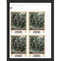 263b - Fujeira MNH ** Mi N°424/430 B De gaulle roosevelt leclerc Non dentelé imperf bloc 4