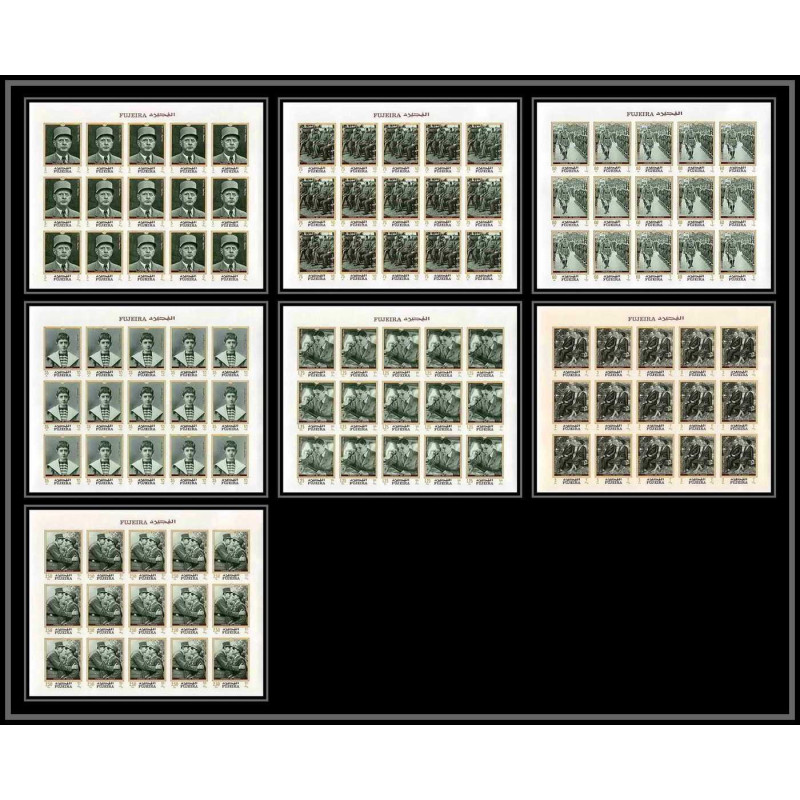 263c Fujeira MNH ** Mi N°424/430 N°424/430 B De gaulle roosevelt leclerc Non dentelé imperf feuilles sheets