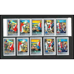 267b - sharjah MNH ** Mi N°759/768 A life of Jésus-Christ religion bande + timbres