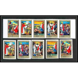 268b - sharjah MNH ** Mi N°759/768 B life of Jésus-Christ religion Non dentelé imperf bande + timbres