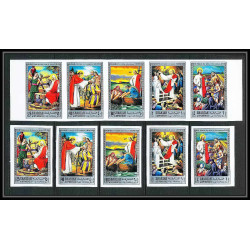 268b - sharjah MNH ** Mi N°759/768 B life of Jésus-Christ religion Non dentelé imperf bande + timbres