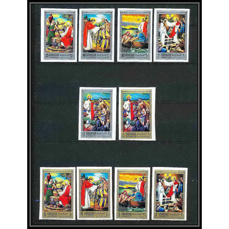 268c - sharjah MNH ** Mi N°759/768 B life of Jésus-Christ religion Non dentelé imperf