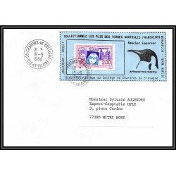 71542 porte timbre complet 18 gorfou manchot oiseaux birds collectionnez les plis des terres australes taaf lettre cover