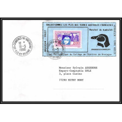 71542 porte timbre complet 18 gorfou manchot oiseaux birds collectionnez les plis des terres australes taaf lettre cover