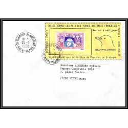 71544 porte timbre complet 18 gorfou manchot oiseaux birds collectionnez les plis des terres australes taaf lettre cover