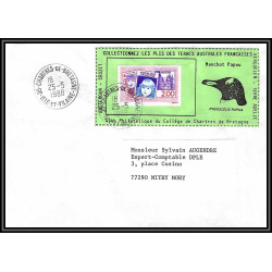 71545 porte timbre complet 18 gorfou manchot oiseaux birds collectionnez les plis des terres australes taaf lettre cover