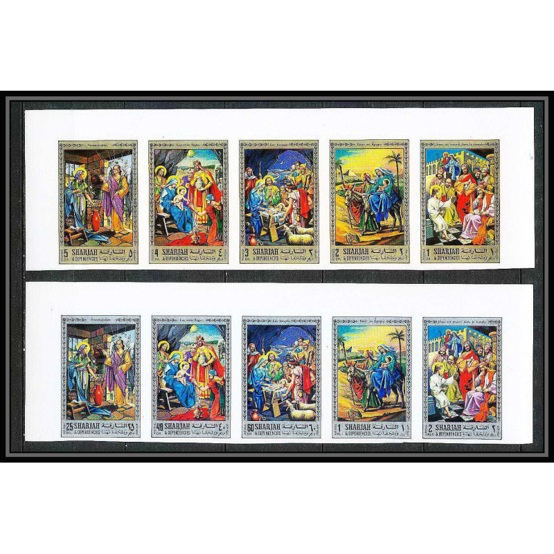 269a - sharjah MNH ** Mi N°737/746 B life of Jésus-Christ religion Non dentelé imperf
