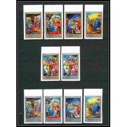 269b - sharjah MNH ** Mi N°737/746 B life of Jésus-Christ religion Non dentelé imperf bande + timbres