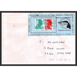 71572 porte timbre 1988 manchot jugulaire oiseaux birds collectionnez les plis des terres australes taaf lettre cover