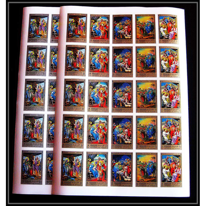 269c - sharjah MNH ** Mi N°737/746 B life of Jésus-Christ religion Non dentelé imperf feuilles sheets