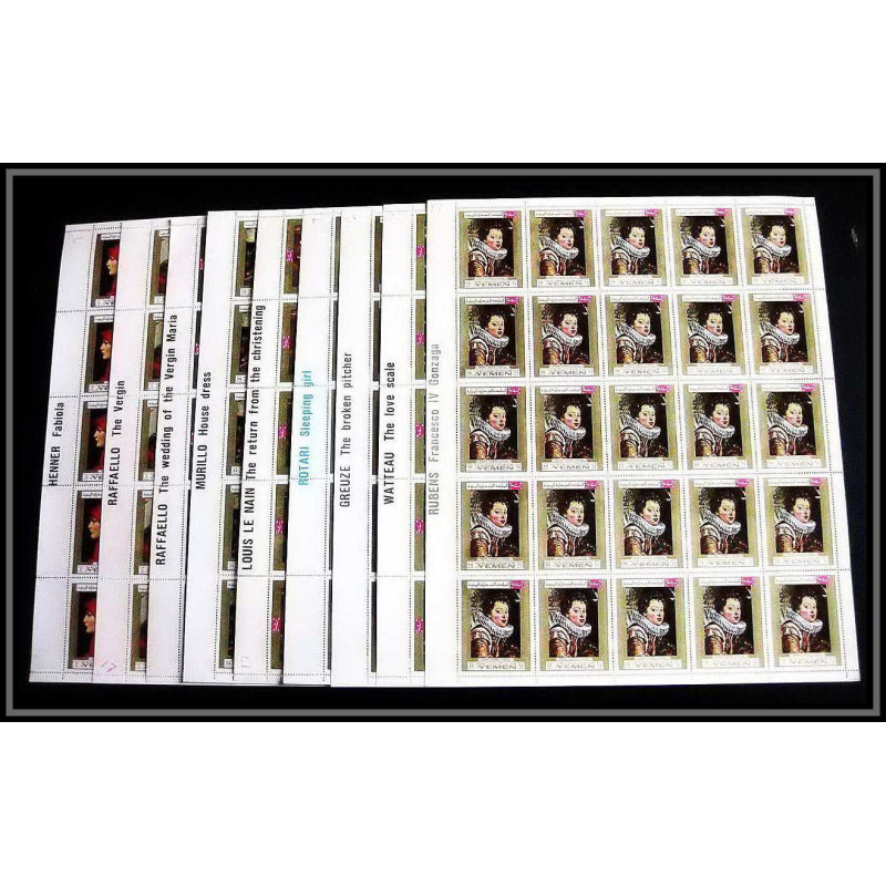 272a - Yemen kingdom MNH ** Mi N°717/725 A Tableau (Painting) feuilles sheets rubens murillo raphael