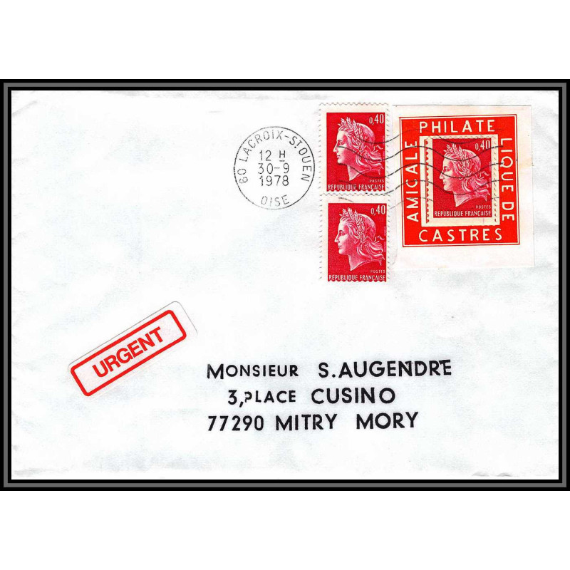 72117 porte timbre la croix st ouen oise 1978 amicale philatelique de castres Tarn cheffer 1536 lettre cover France