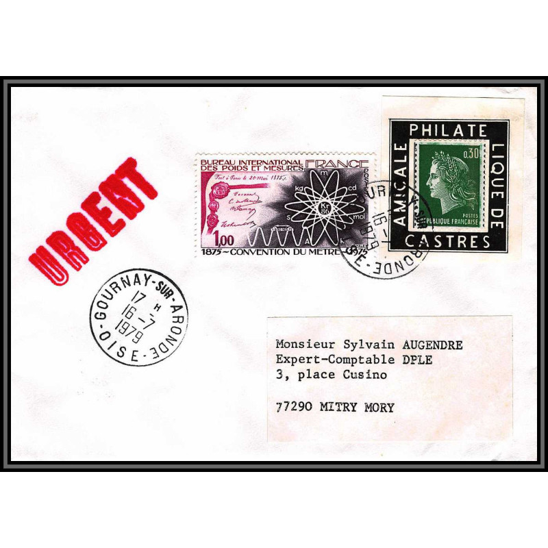 72120 porte timbre gournay sur aronde oise 1979 amicale philatelique de castres Tarn cheffer 1611 lettre cover France