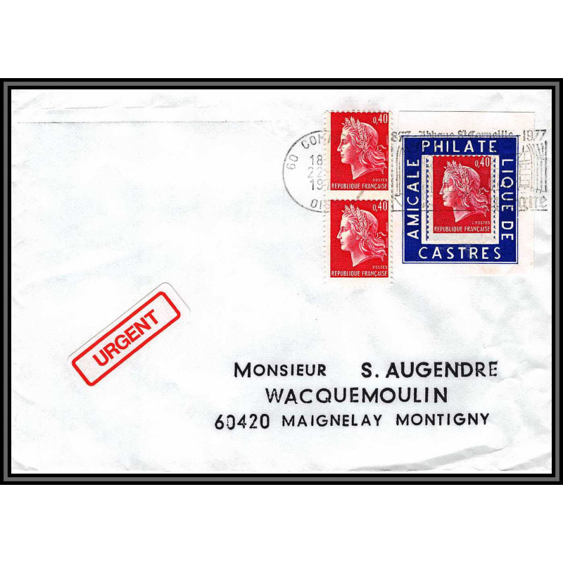 72122 porte timbre compiegne oise 1978 amicale philatelique de castres Tarn cheffer 1536 lettre cover France
