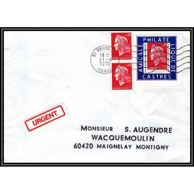 72123 porte timbre reims marne 1978 amicale philatelique de castres Tarn cheffer 1536 lettre cover France