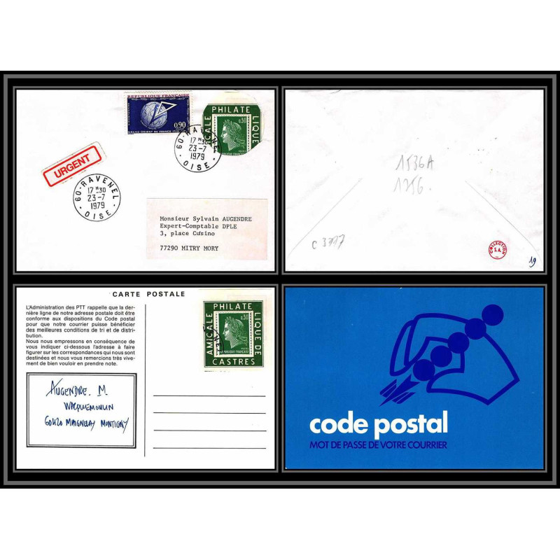 72135 porte timbre ravenel oise 1979 amicale philatelique de castres Tarn cheffer 1611 lettre cover France
