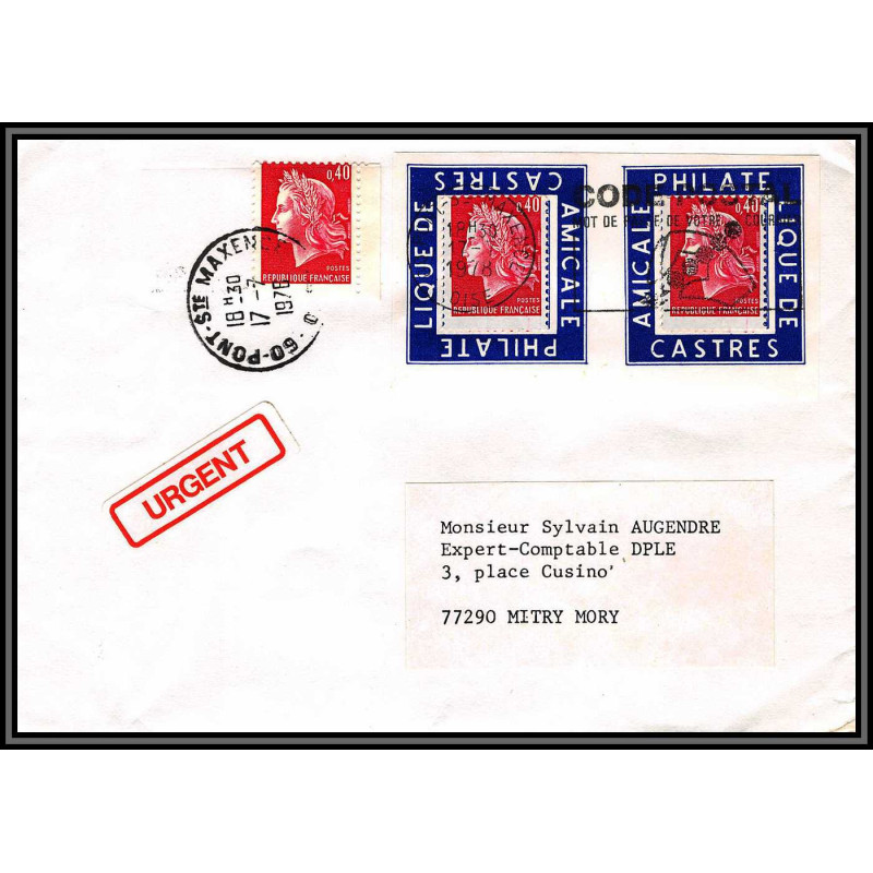 72174 porte timbre Pont-Sainte-Maxence oise 1978 amicale philatelique de castres Tarn cheffer lettre cover France
