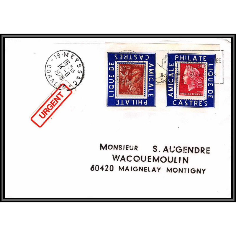 72260 porte timbre meyssac correze 1978 amicale philatelique de castres Tarn cheffer iris lettre cover France