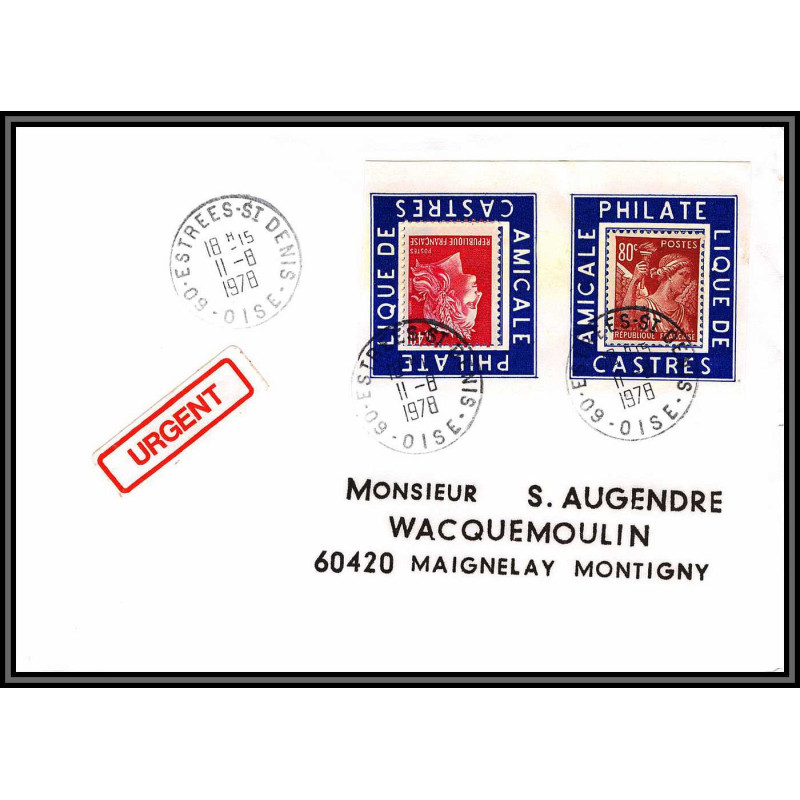 72261 porte timbre estree st denis oise 1978 castres Tarn cheffer iris lettre cover France